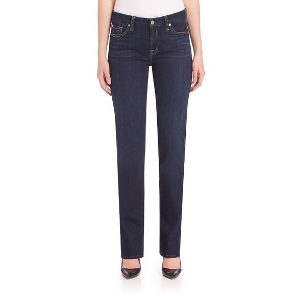 7 for All Mankind Kimmie Straight Leg Jeans Pants Dark Dusk‎ Indigo - 24 - Picture 1 of 1